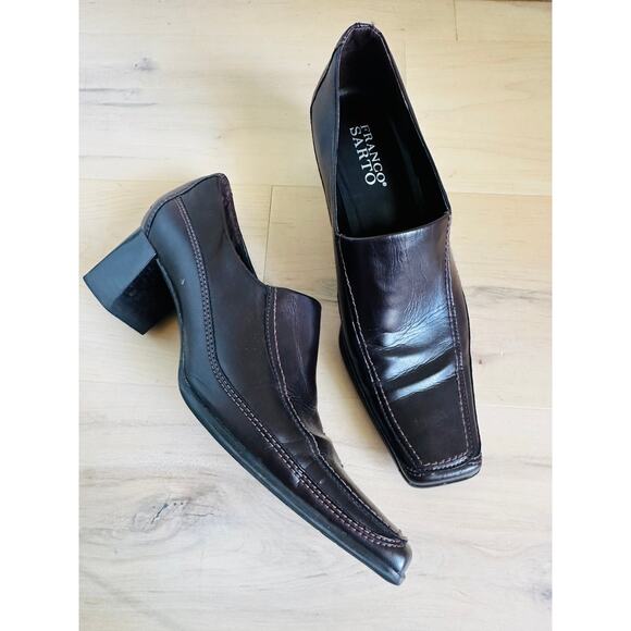 Y2K vegan Leather Heels Square Toe Slip on Classic Minimalist Fall Staple - Picture 12 of 12